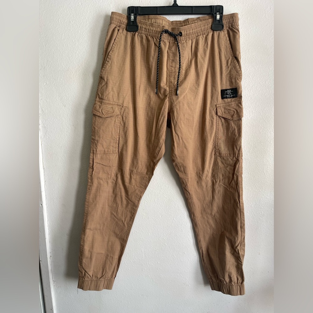 Men's Casual Tan Cargo Pants 2 Puc